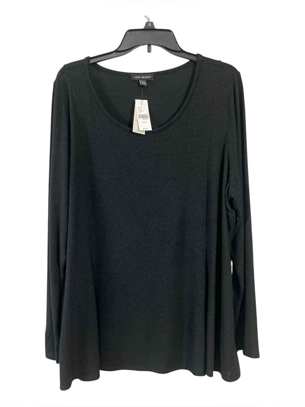 Lane Bryant Soft Spun Scoop Neck Long Sleeve Swing Tunic Top Black 18/20 NWT